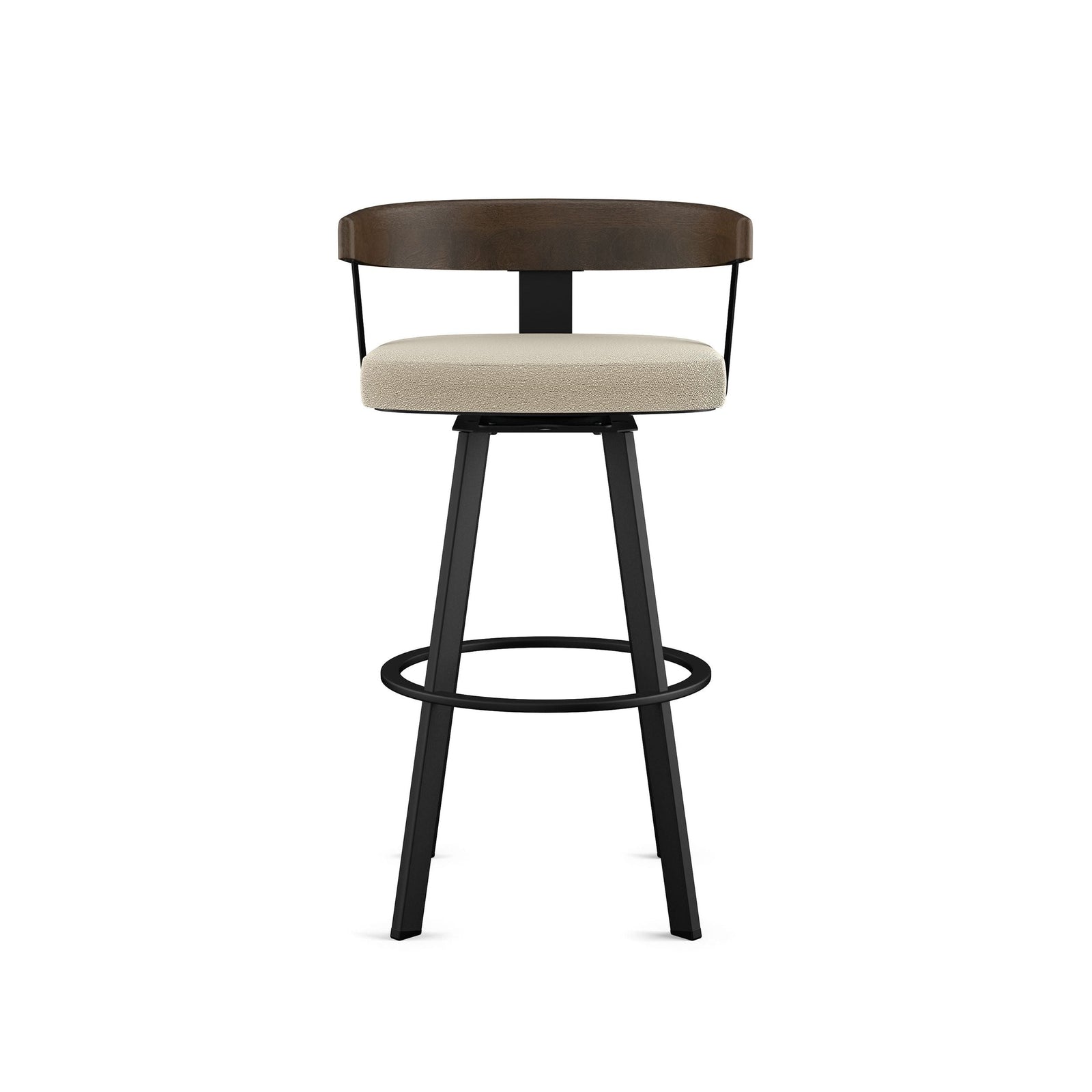 Lars Wood Swivel Counter Stool with Backrest, Black Frame, 26-in P9L5 - product image 1