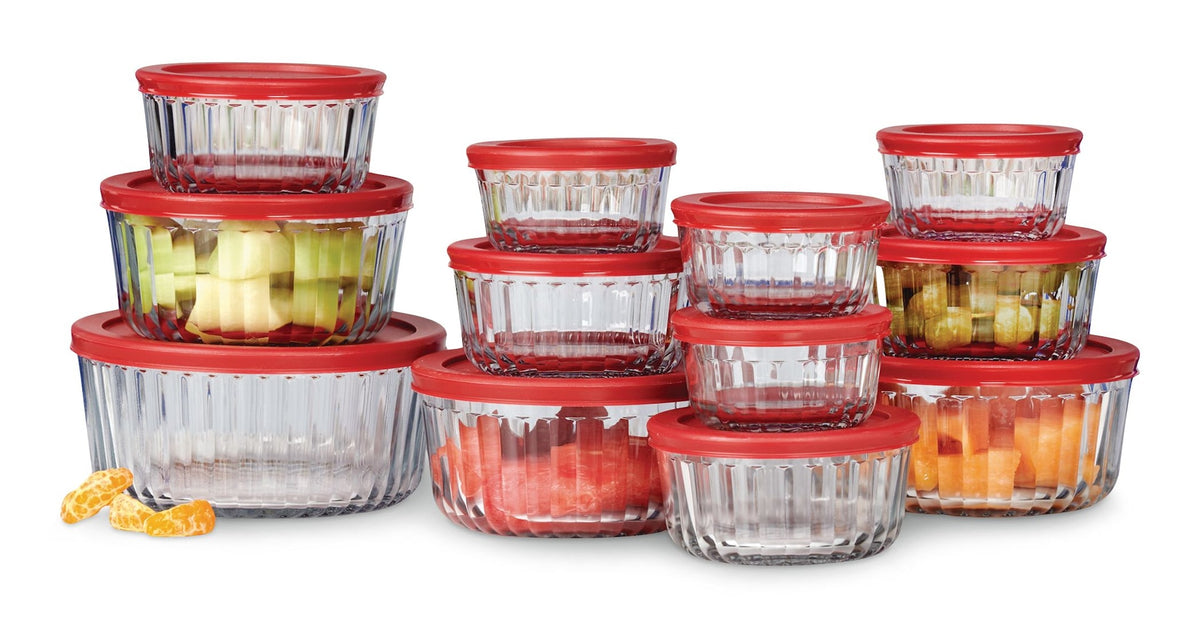Fluted Glass Food Storage Set with Lids, 12 Count V4Q6 - product image 1