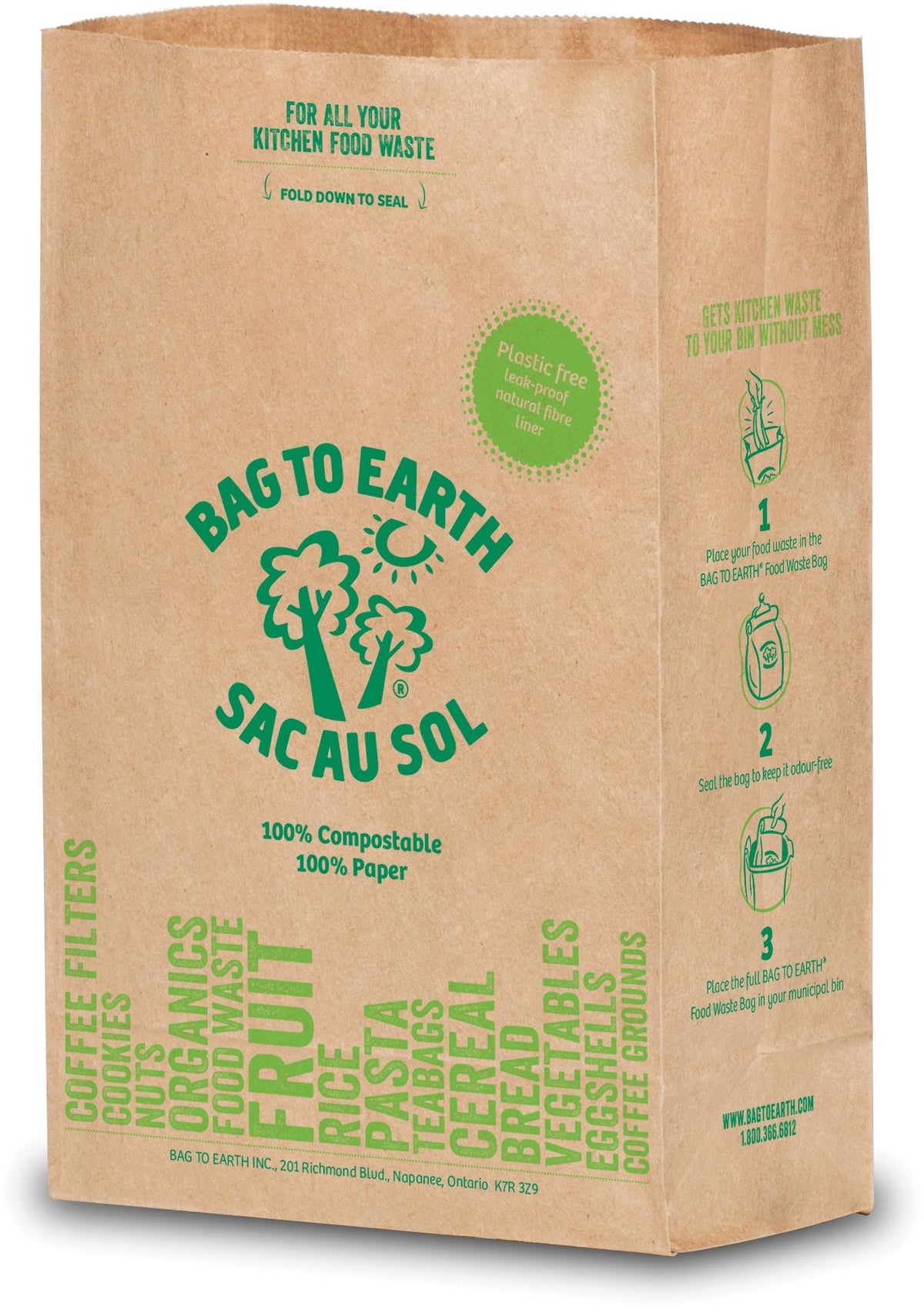 Bag to Earth Small Organic Compostable and Biodegradable Food Waste Bags, 10-pk, 5.5-L V9K1 - product image 2