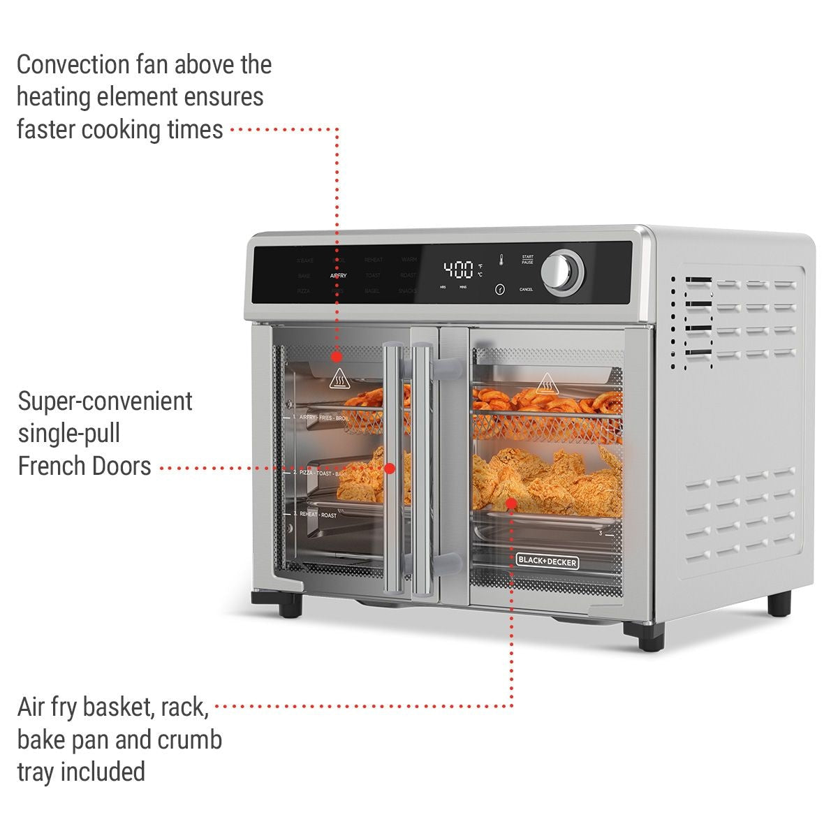 12-in-1 French Door Digital Countertop Convection Oven with Air Fry, 6-Slices X5F2 - product image 3