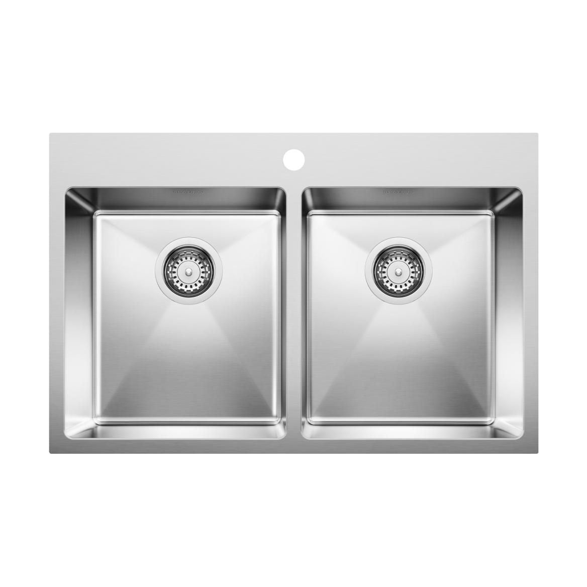 Quatrus R15 31-in 50/50 Double Bowl Dual Mount Stainless Steel Kitchen Sink V3D6 - product image 1