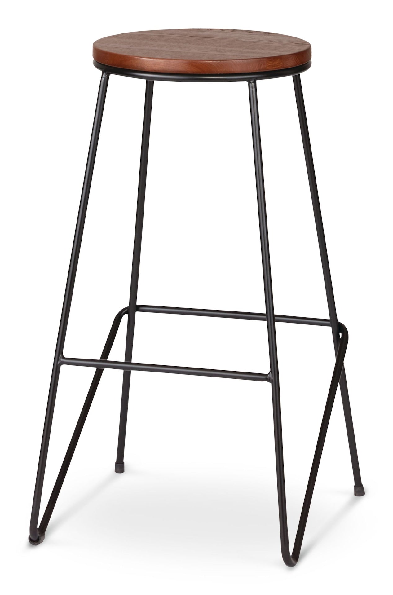 Axel Round Metal & Solid Wood Top Counter Stool Armless Backless, Black/Brown T2U5 - product image 1