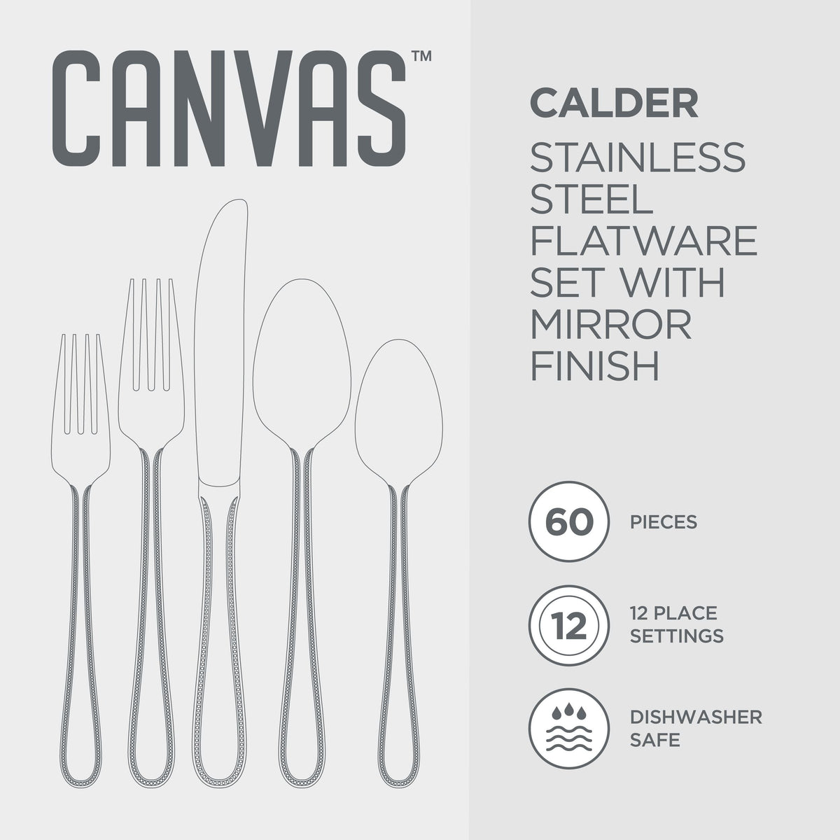 Beaded Edge Flatware Set, Serves 12, 60-pc B0H3 - product image 1