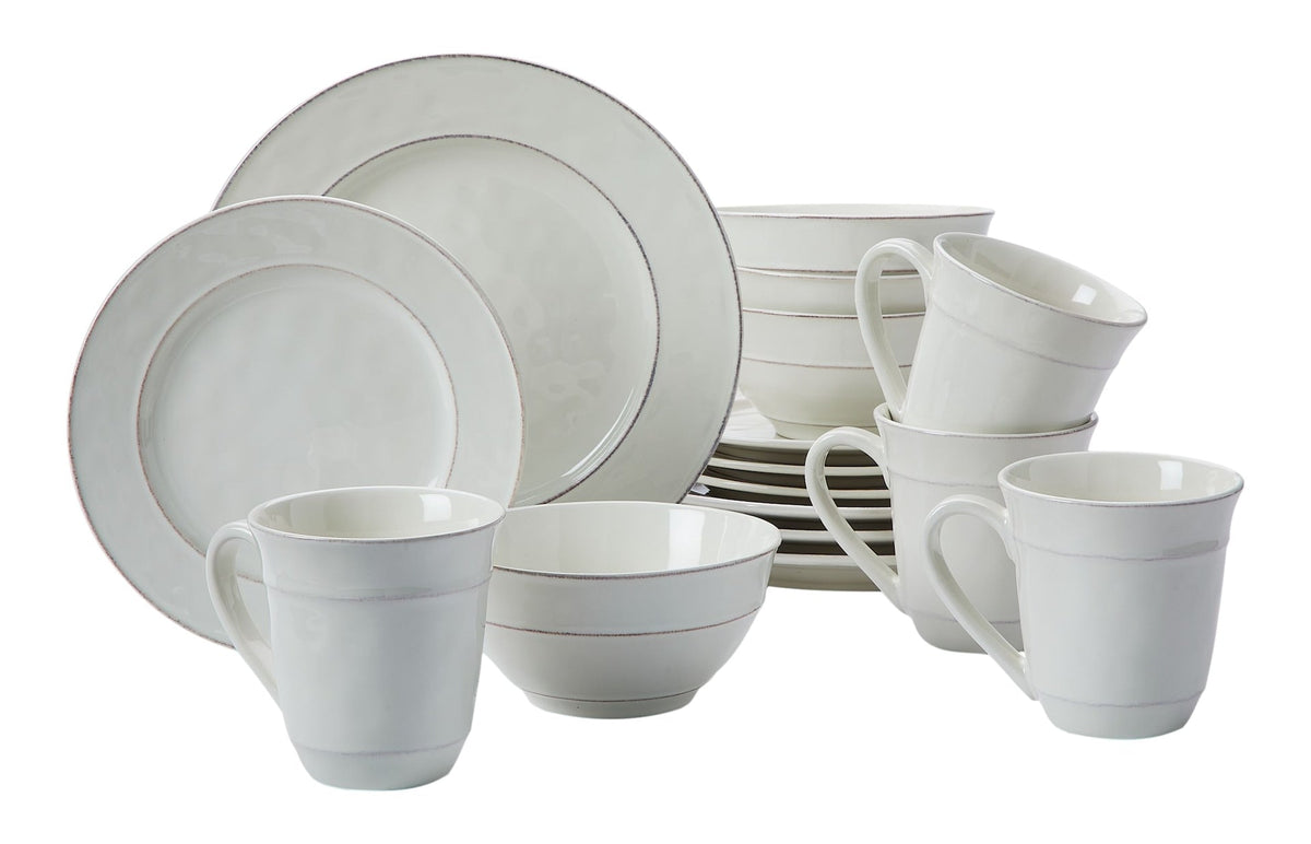 Gablehurst Stoneware Dinnerware Set with Mugs, Serves 4, 16-pc, Cream Reactive Glaze D5L0 - product image 1