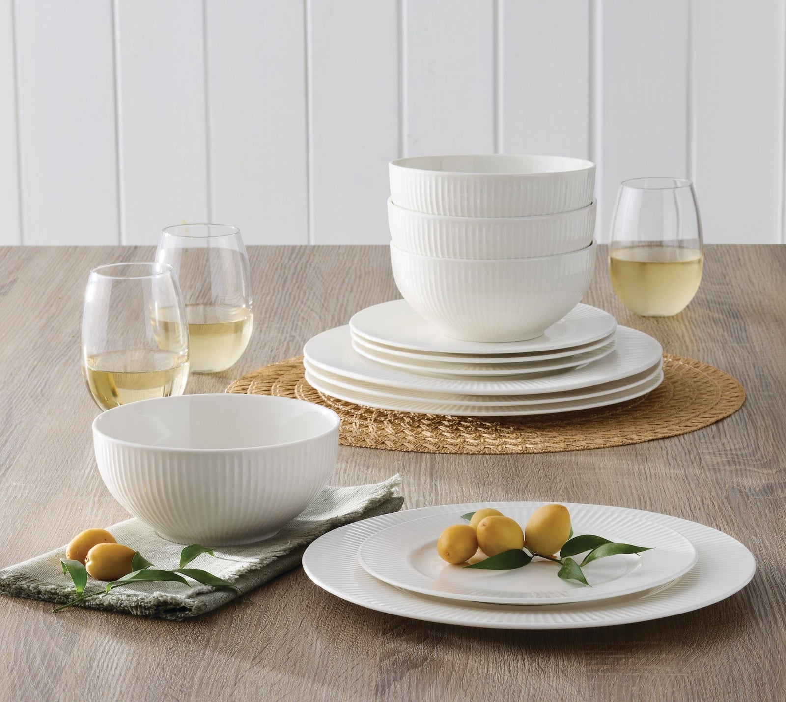 Highbury Ribbed New Bone Dinnerware Set, Serves 4, 12-pc, White J2K4 - product image 6