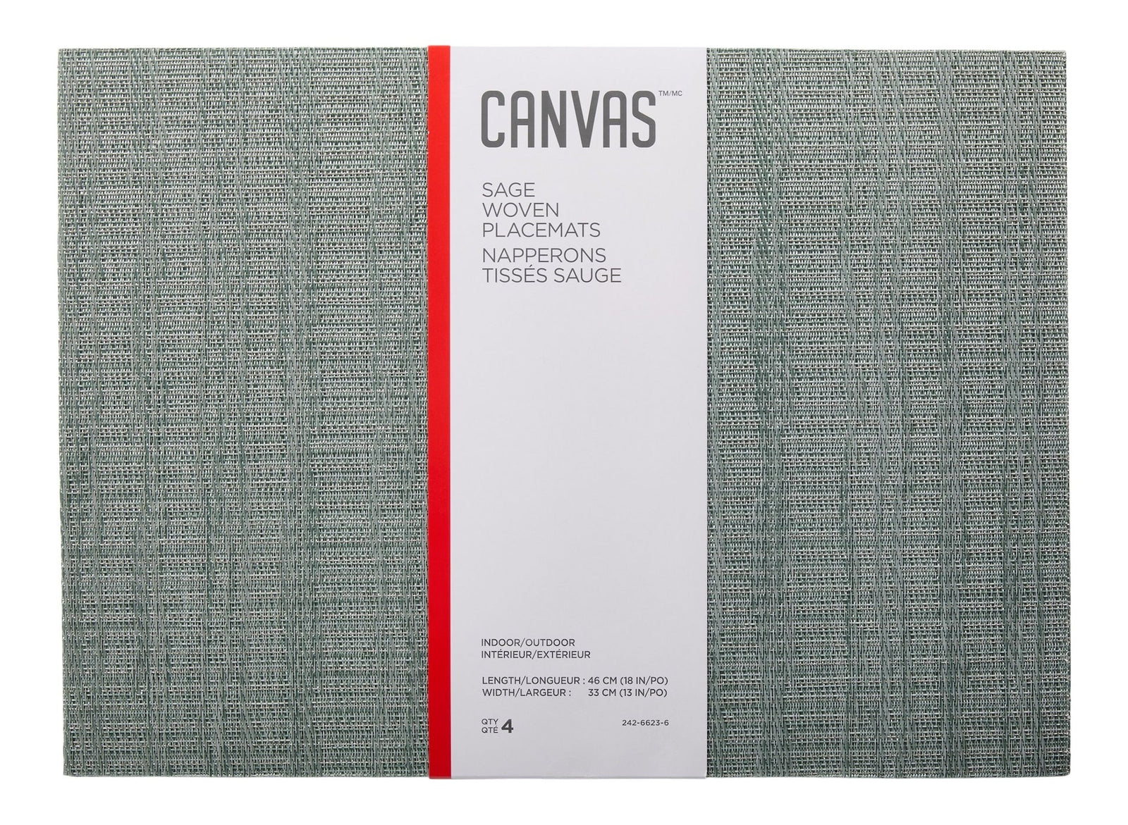 Lurex Rectangle Textilene Woven Placemat, Sage, 13-in x 18-in, 4-pk Y6D0 - product image 2
