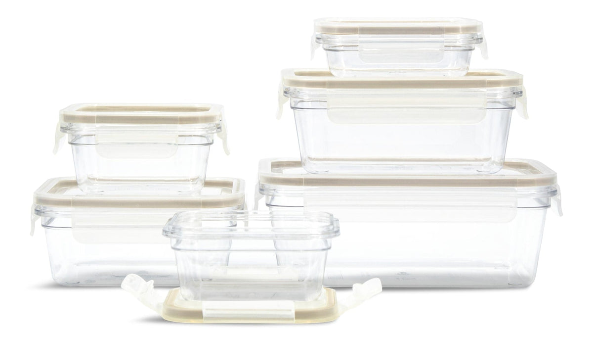 Clear Clip Lid Food Storage Container Set with Tritan Base, Nestable, 6 Count O6B1 - product image 1