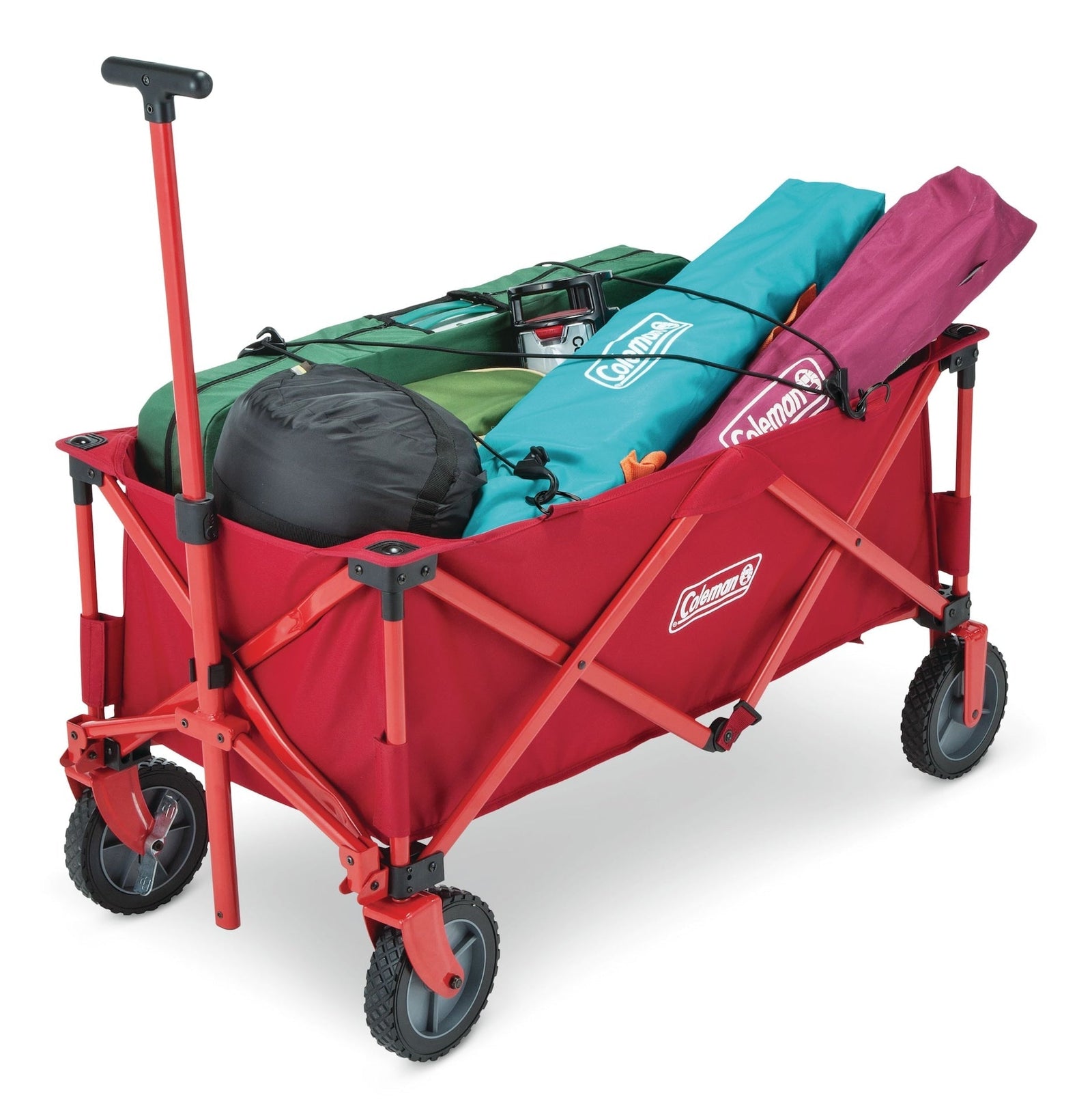 Outdoor Collapsible Folding Utility Wagon with Brake & Carry Bag, Red, 220-lb (100-kg) Capacity O5S6 - product image 1