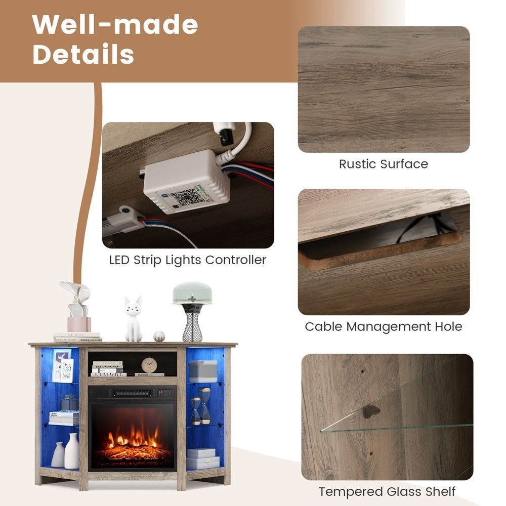 Fireplace TV Stand with Led Lights and 18" B6T6 - product image 6