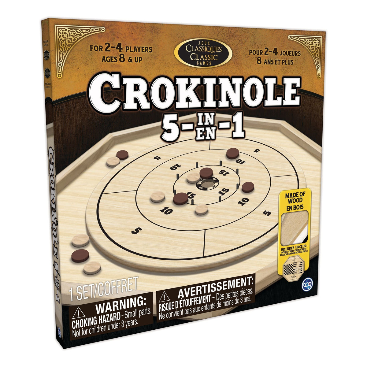 5-in-1 Deluxe Wooden Board Game Set, Ages 8+ G4A2 - product image 1