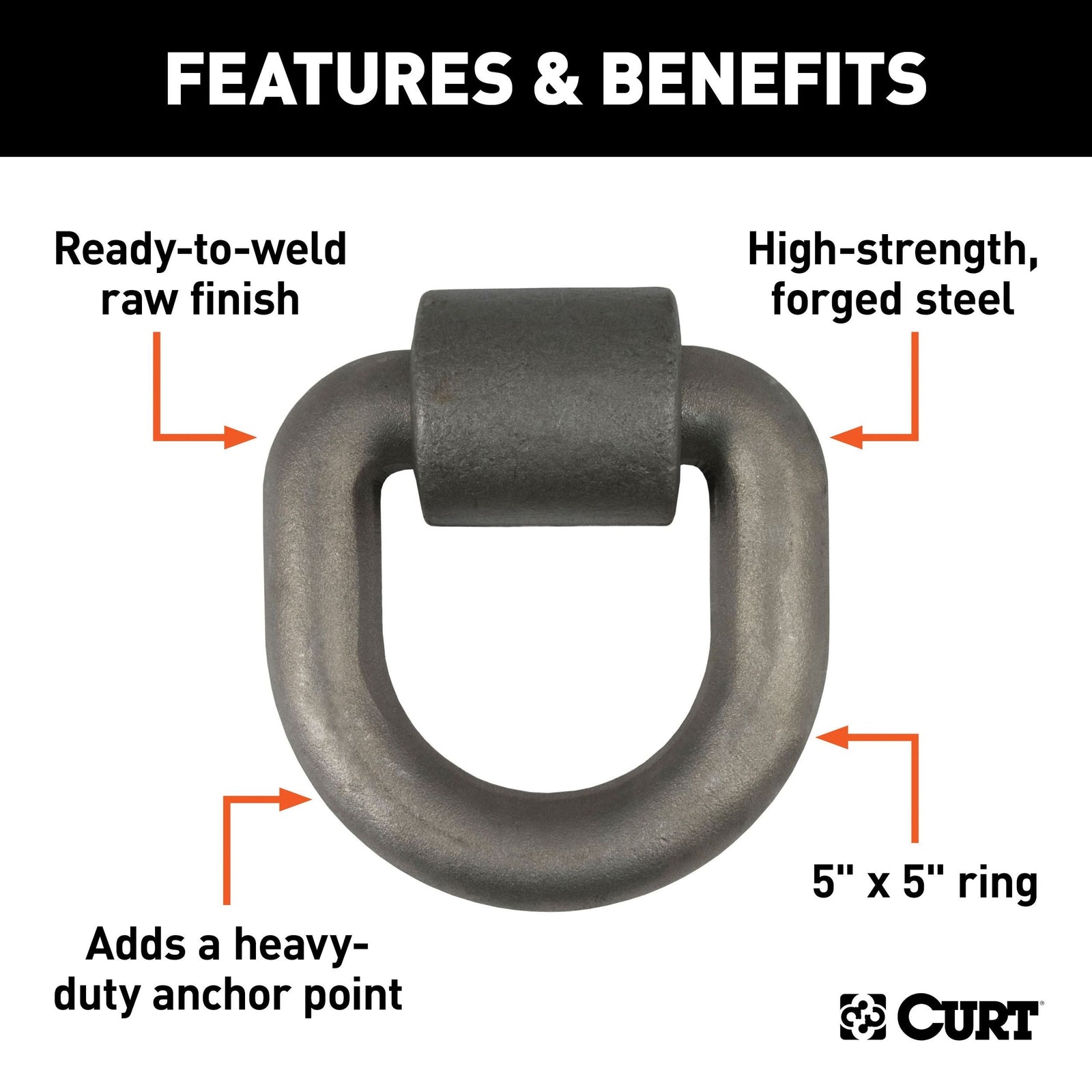 83770 3 x 3-in Weld-On Tie-Down D-Ring (15,587 lbs, Raw Steel) E7T9 - product image 3