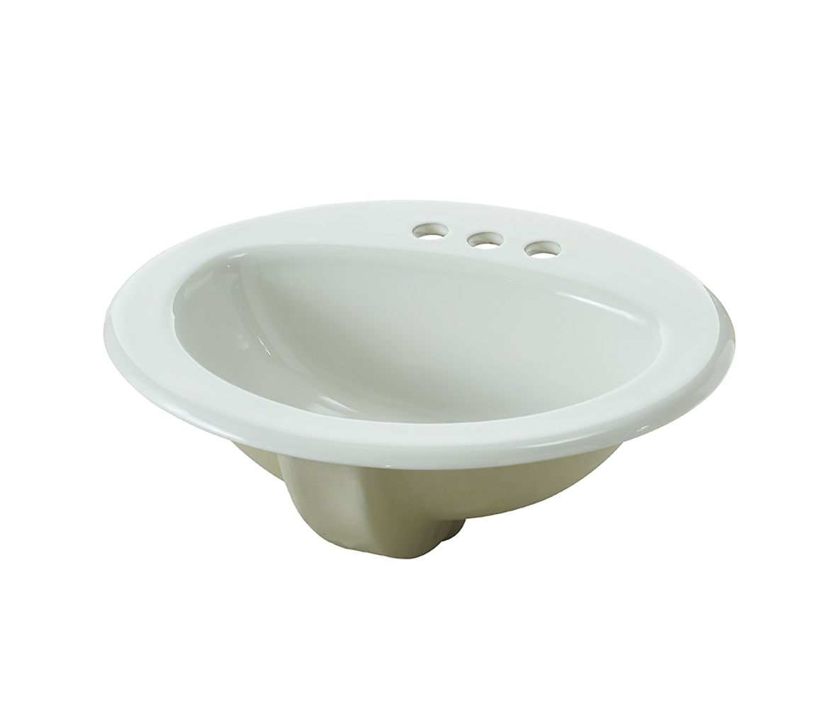 Oval Drop-In Bathroom Sink, White, 4-in Centre, 20-in x 17-in Z6R4 - product image 1