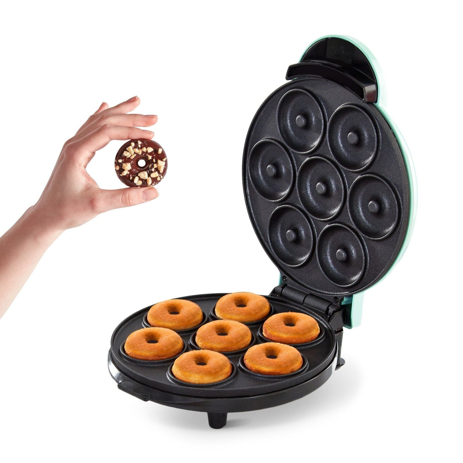 Express Mini Compact Electric Donut Maker, Non-Stick Surface, Aqua B1A2 - product image 3