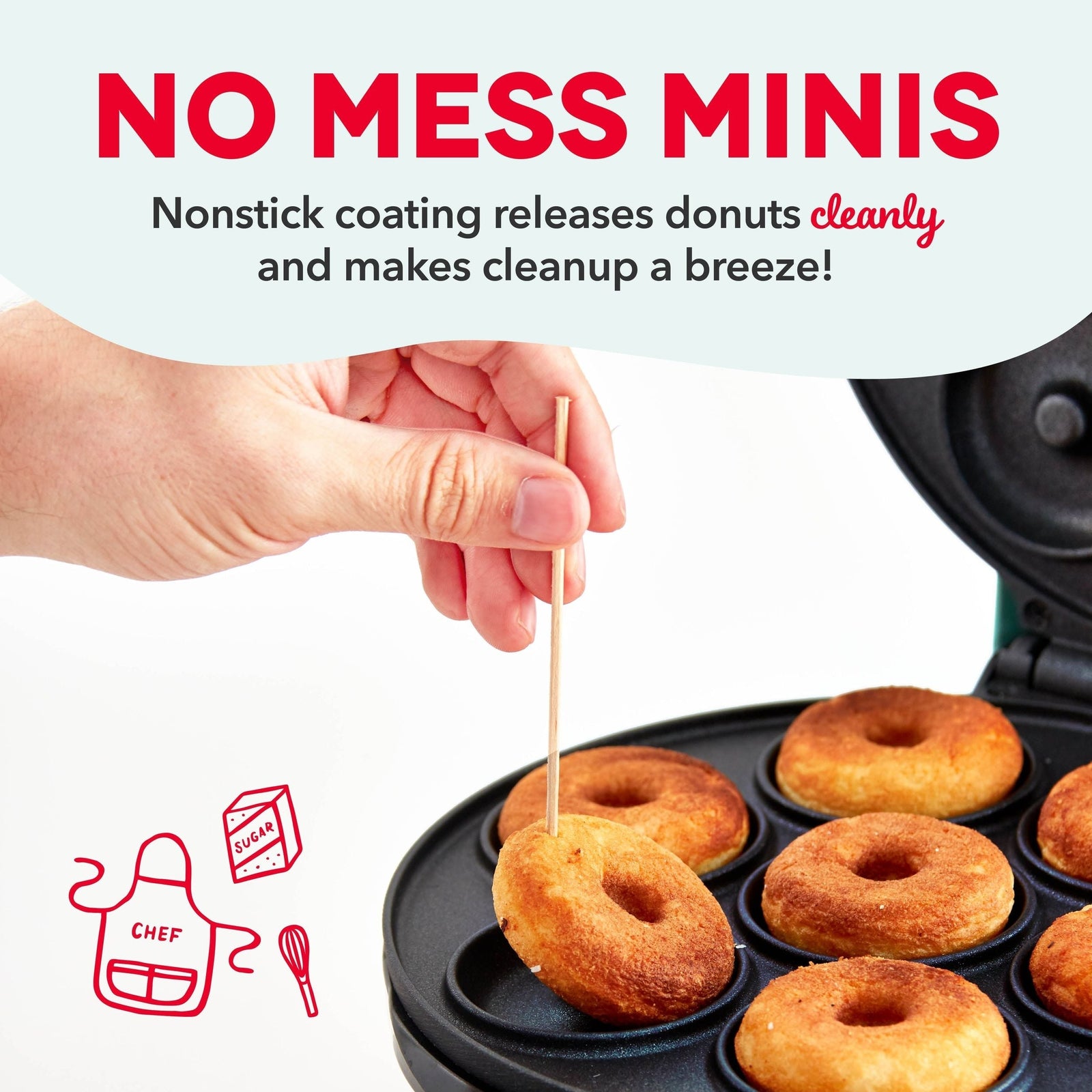 Express Mini Compact Electric Donut Maker, Non-Stick Surface, Aqua B1A2 - product image 7