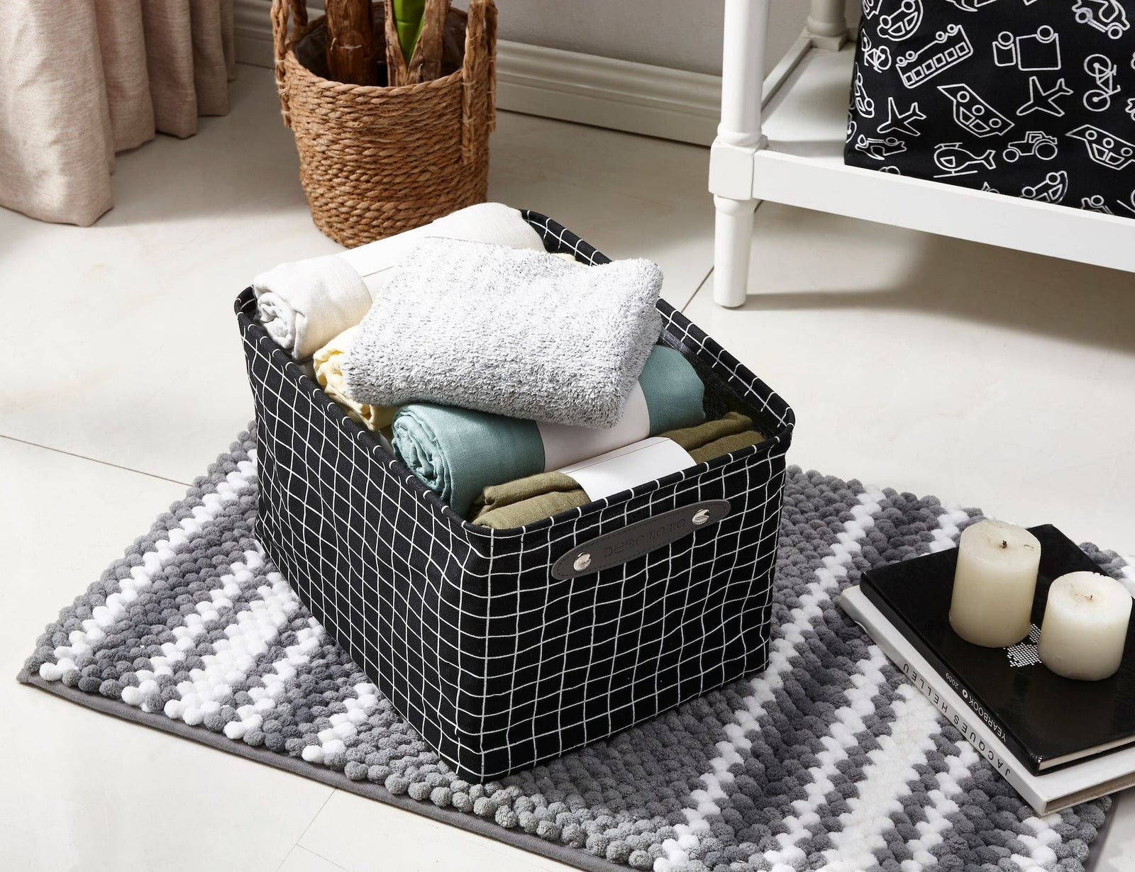 Large Water Resistant Storage Bin, 15-in x 11-in x 9.5-in, 6-pk, White Pattern N3K0 - product image 5