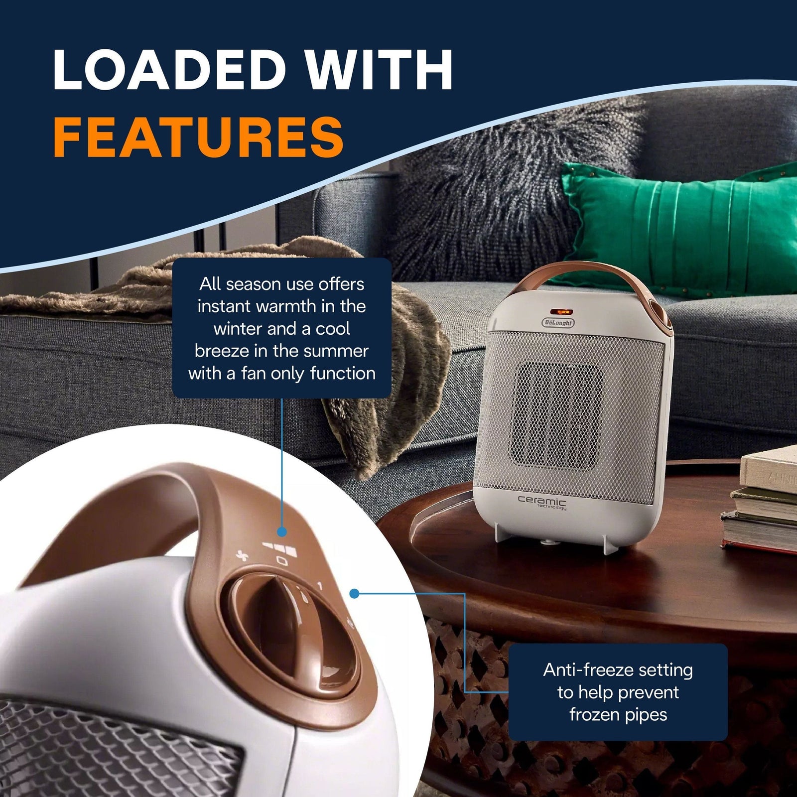 HFX30C15WCA Capsule Ceramic Fan Heater, White D4S3 - product image 7