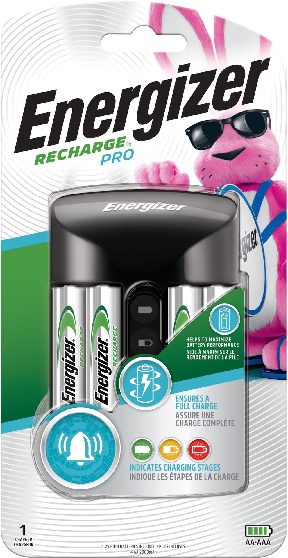 Recharge Pro CHPROWB4 AA /AAA Rechargeable Battery Charger with 4 AA NiMH Batteries K9W6 - product image 1