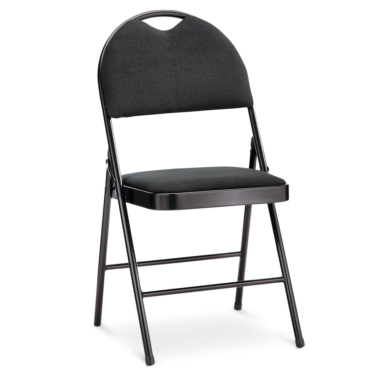 Portable High-Back Upholstered & Padded Metal Folding Chair, Black S7T8 - product image 1