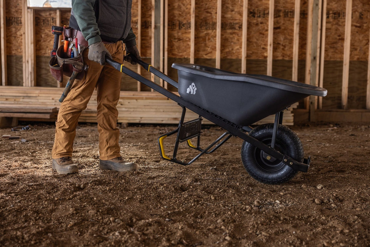 Pro Grade Heavy Duty Poly Tub Wheelbarrow, Poly/Plastic Tray, 6-cu-ft W4M5 - product image 6