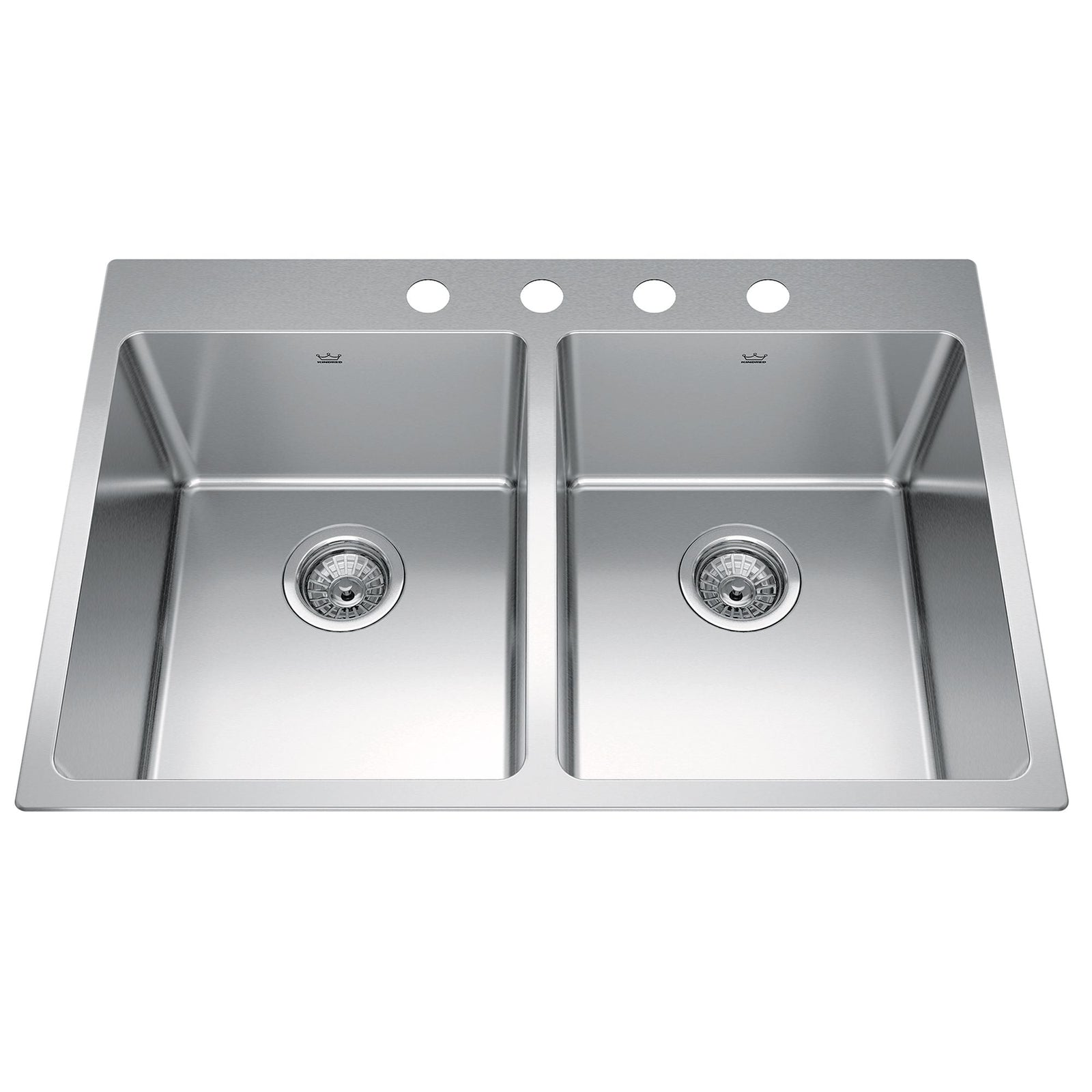 Brookmore Drop In Double Bowl 4-Hole Kitchen Sink, 30.8-in x 20.9-in x 9-in, Stainless Steel D2G2 - product image 1