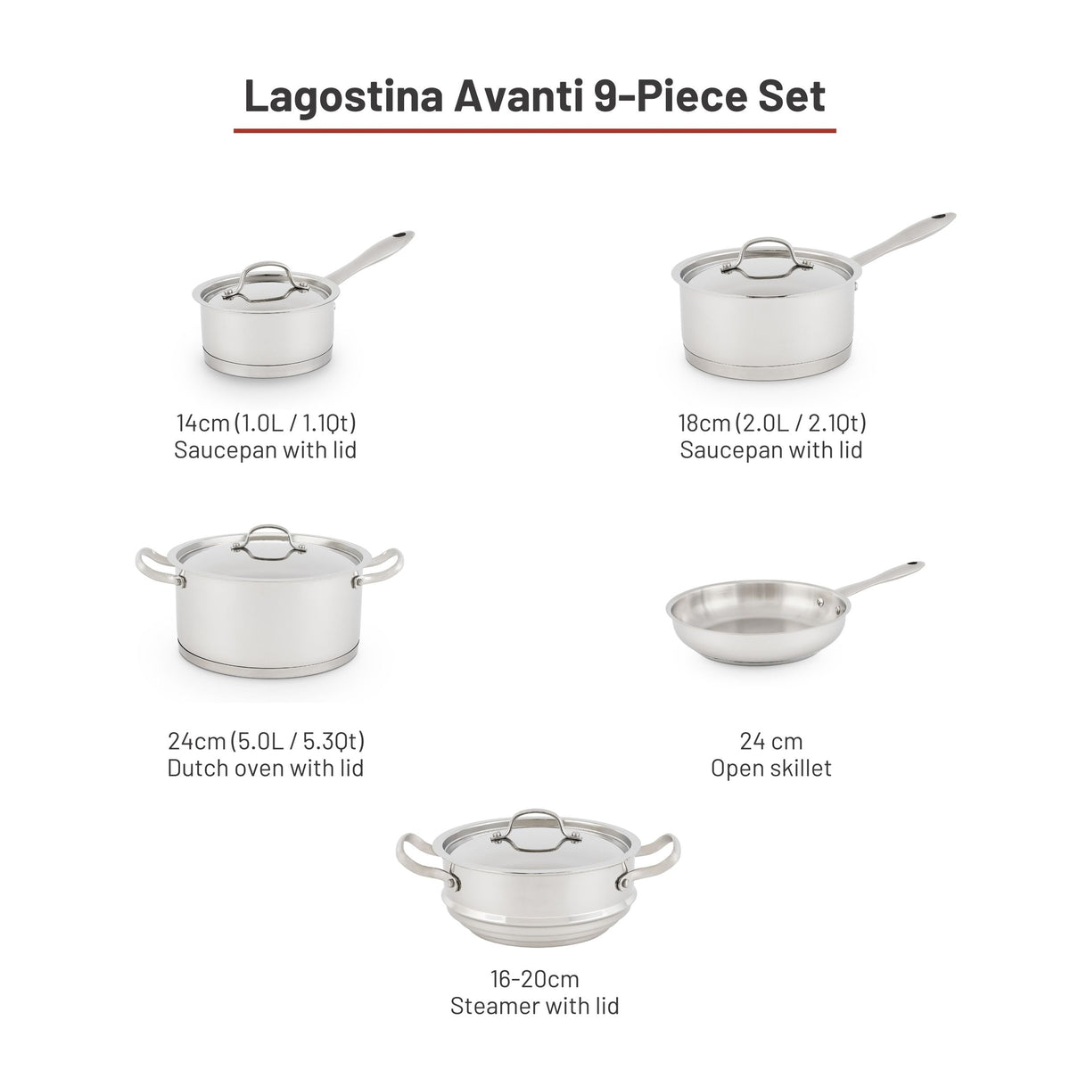 Avanti Stainless Steel Cookware Set, 9-pc Y1E7 - product image 3