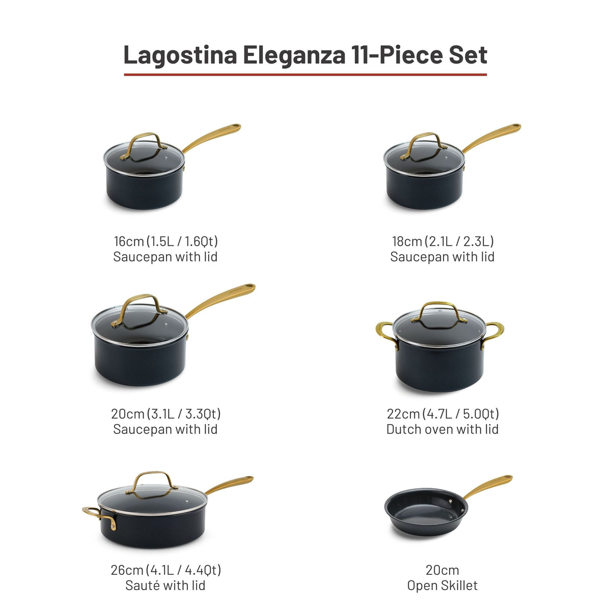 Eleganza Ceramic Pro Non-Stick Cookware Set, 11-pc U6R7 - product image 5