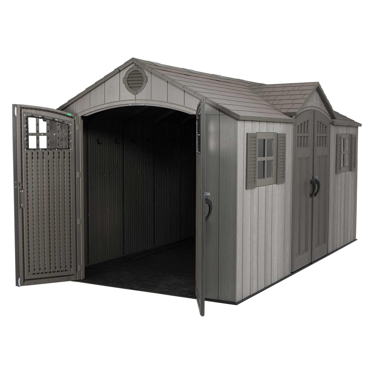 Outdoor Storage Shed with Dual Side Entry, Dark Grey Roughcut, 15 x 8-ft K3G4 - product image 2