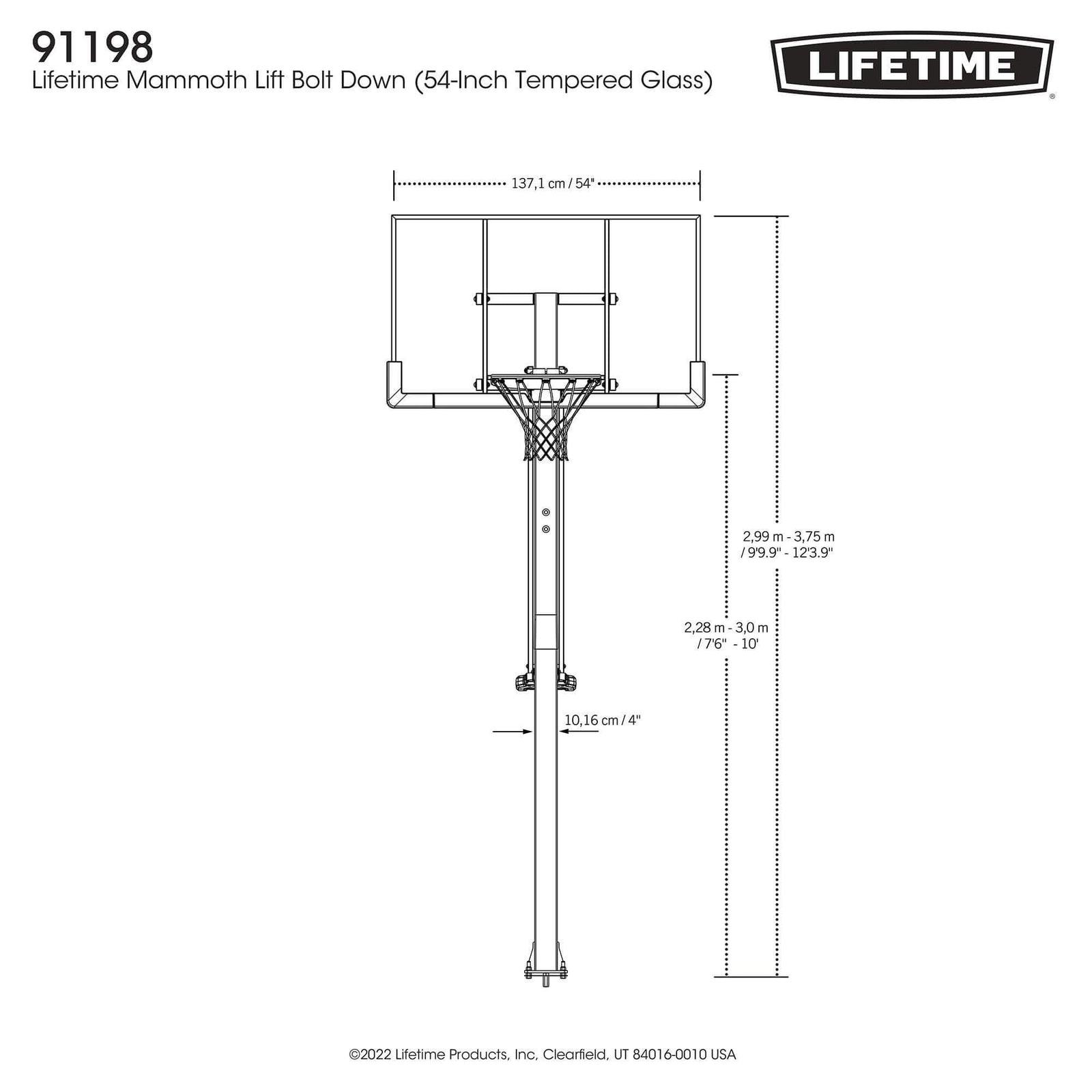 Portable Adjustable In-Ground Mammoth Bolt Down Outdoor Basketball Hoop, 54-in X9B3 - product image 7