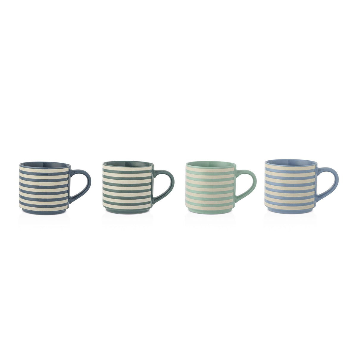 Blue Strip Stackable Mugs, Assorted Colours, 4-pk D2R4 - product image 1