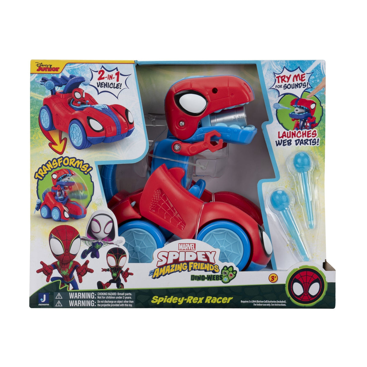 Spidey & His Amazing Friends Spidey-Rex Racer Vehicle, 2-in-1, Darts Included, Ages 3+ O0C8 - product image 4