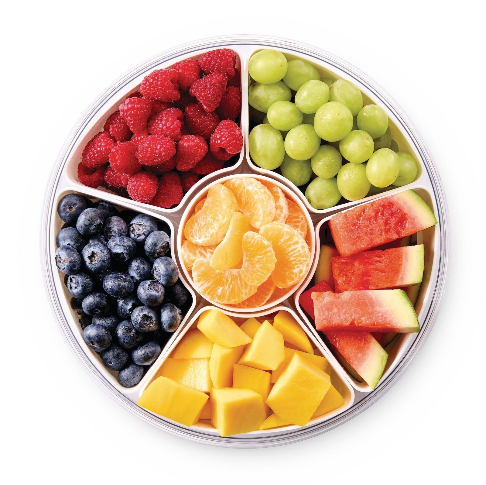 Round Airtight Snackle Box, 6 Compartments, White B8N0 - product image 1
