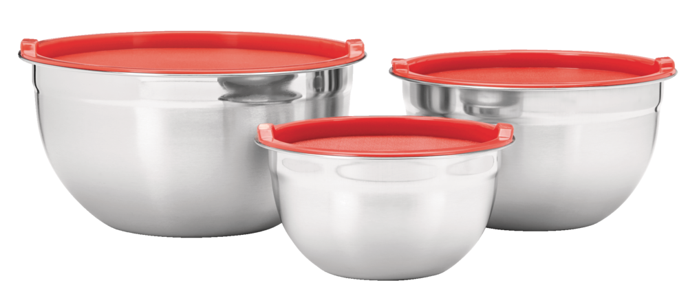 Stainless Steel Mixing Bowls with Plastic Lids, 3-pk N7G2 - product image 1