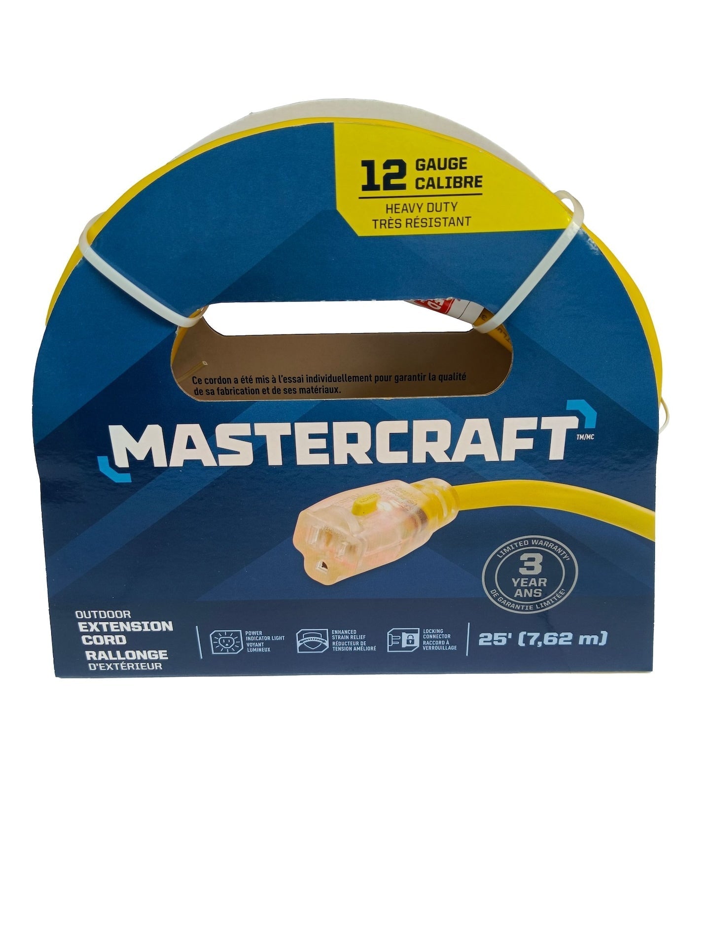 Outdoor Extension Cord with Grounded Outlet and Lighted End, Yellow M9V2 - product image 1