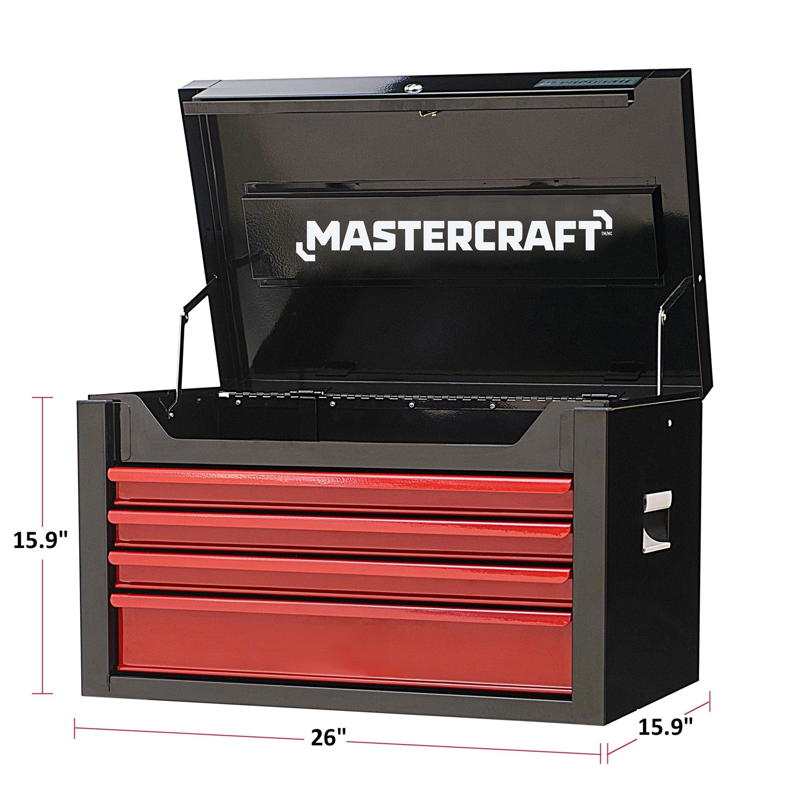 Tool Chest with 4 Drawers, Black & Red, 26-in Y9E0 - product image 3