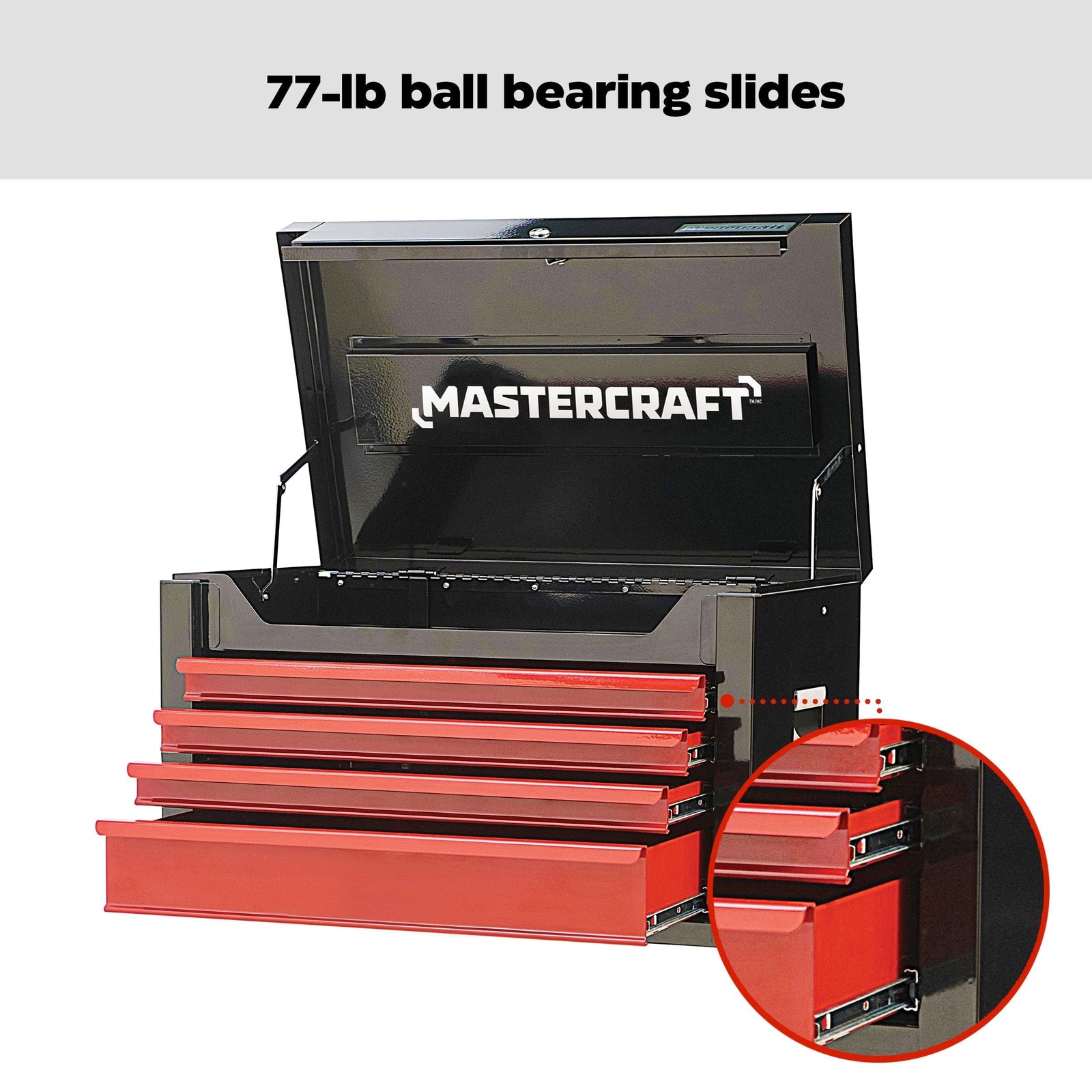 Tool Chest with 4 Drawers, Black & Red, 26-in Y9E0 - product image 5