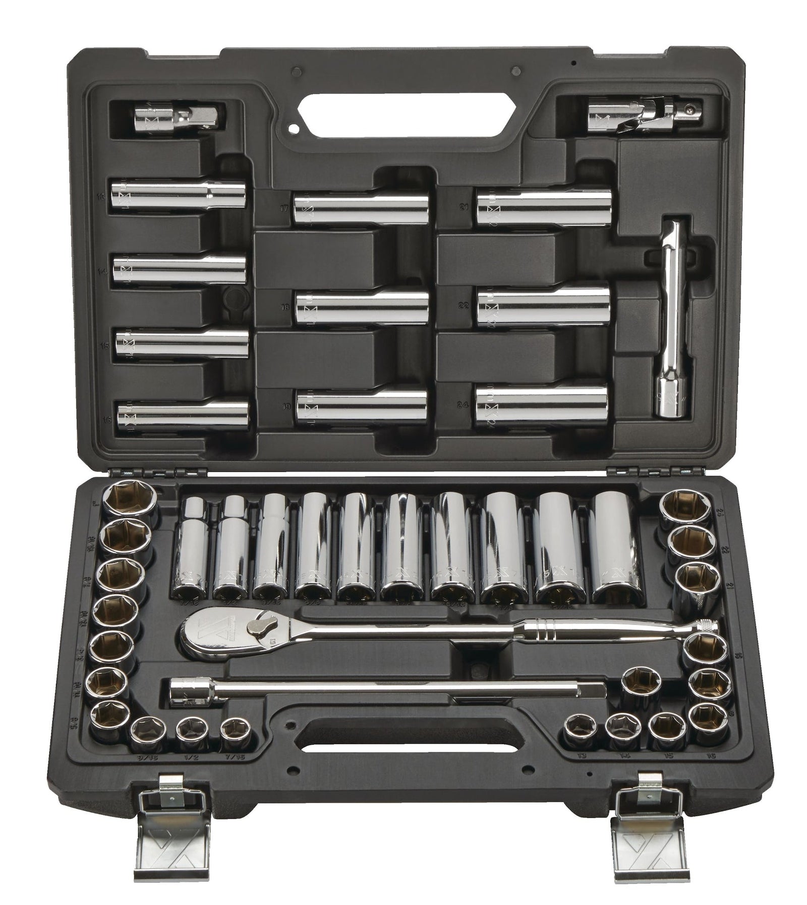1/2-in Drive Professional Grade Socket Set, 45-pc, SAE/Metric, CRV, Nickel-Chrome Plating O3O0 - product image 1