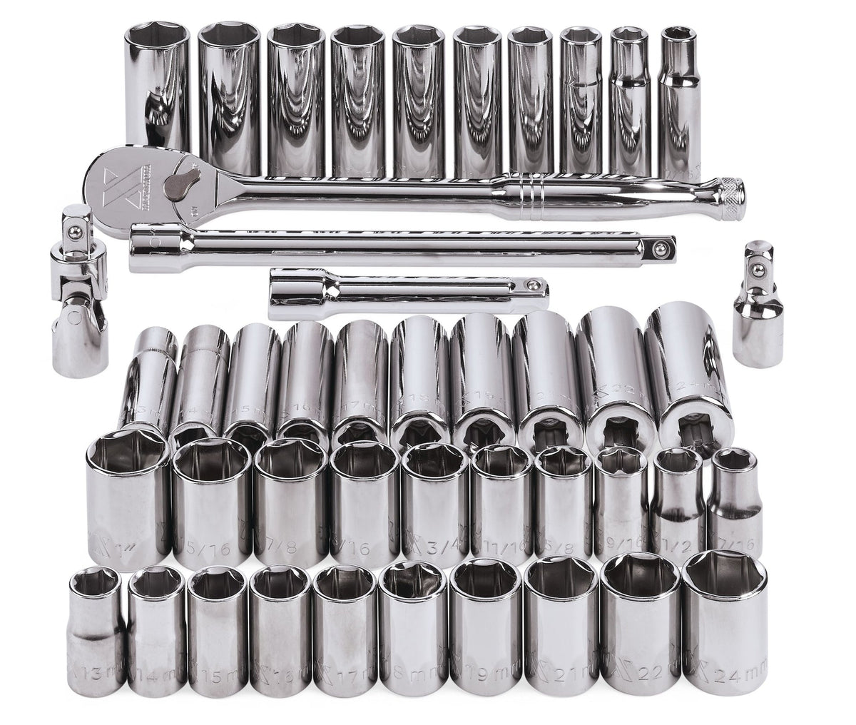 1/2-in Drive Professional Grade Socket Set, 45-pc, SAE/Metric, CRV, Nickel-Chrome Plating O3O0 - product image 5