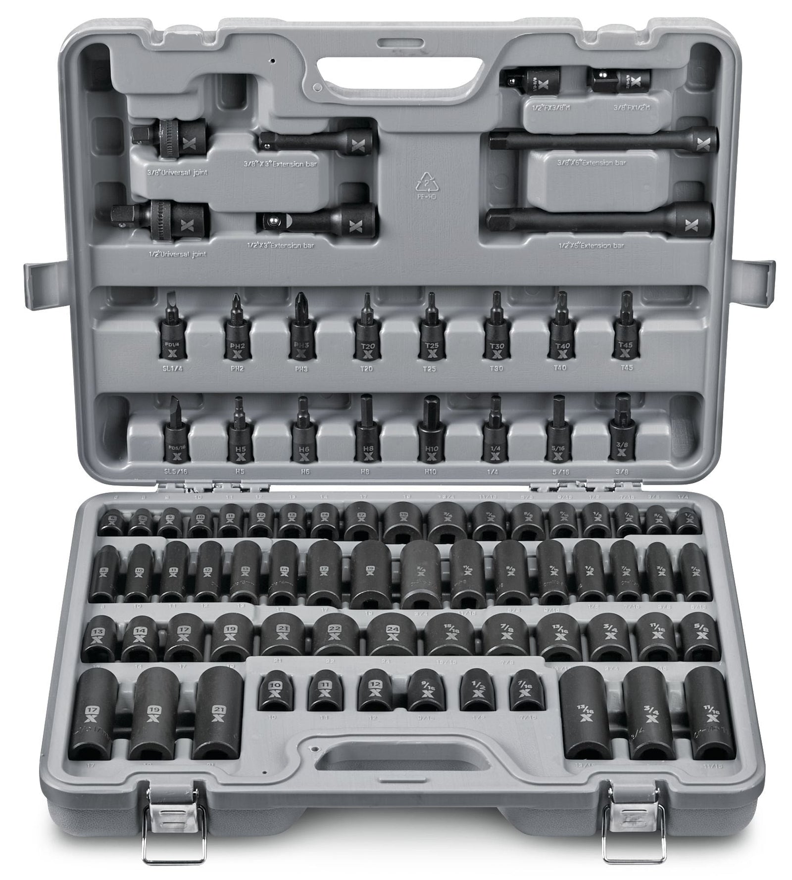 3/8-in & 1/2-in Drive Professional Grade Impact Socket Set, 83-pc, CRMO R0H1 - product image 1