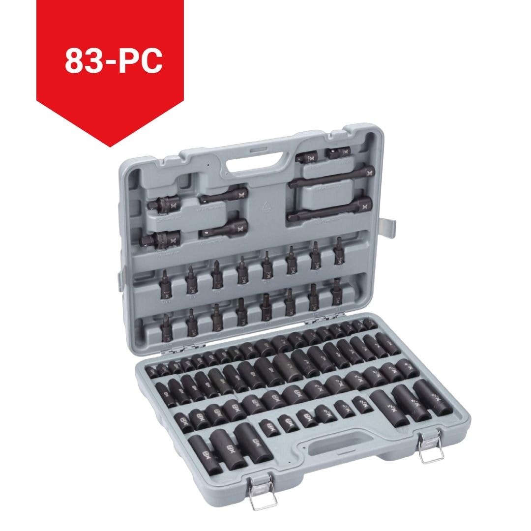 3/8-in & 1/2-in Drive Professional Grade Impact Socket Set, 83-pc, CRMO R0H1 - product image 6