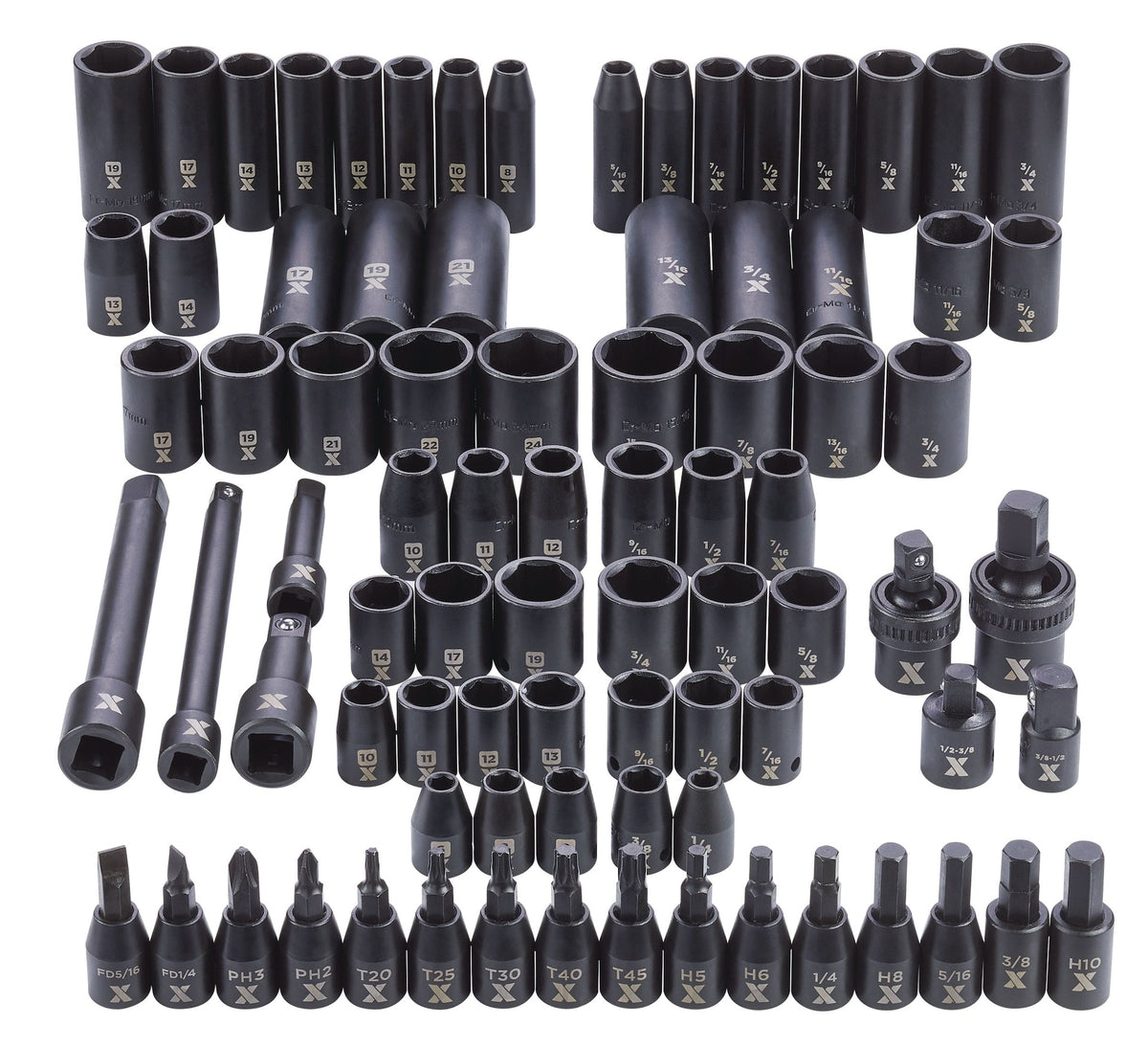3/8-in & 1/2-in Drive Professional Grade Impact Socket Set, 83-pc, CRMO R0H1 - product image 8