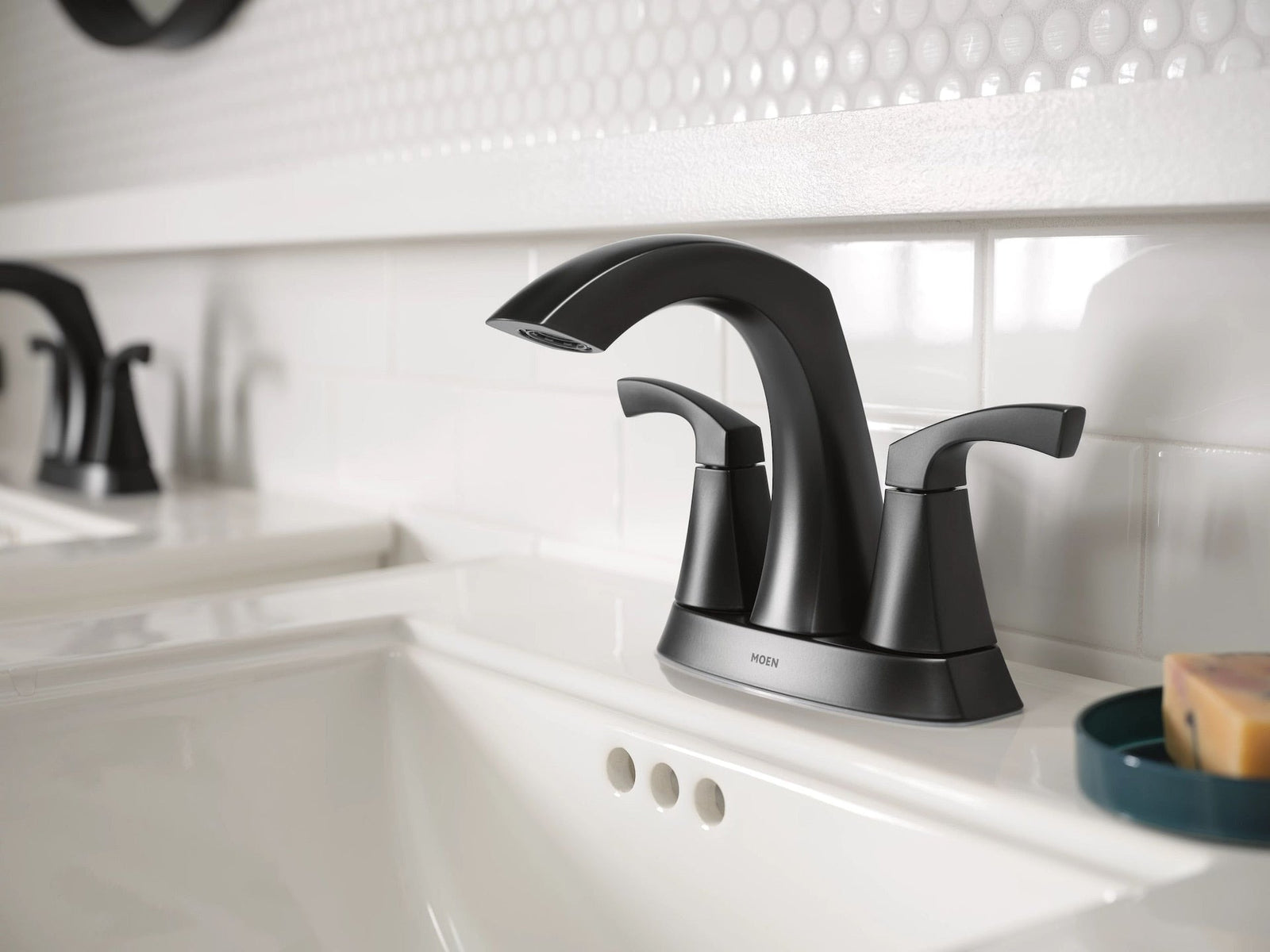 Lindor Double Handle Bathroom Faucet, Meets EPA WaterSense Criteria, Matte Black W2R7 - product image 3