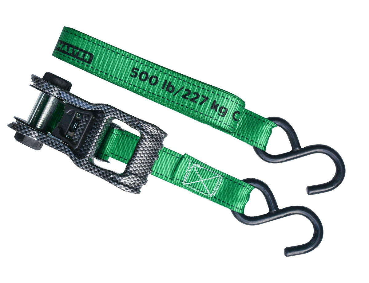 1,500-lb Carbon Ratchet Tie Downs, Weatherproof, 1-in x 14-ft, 4-pk, Green S5T2 - product image 5