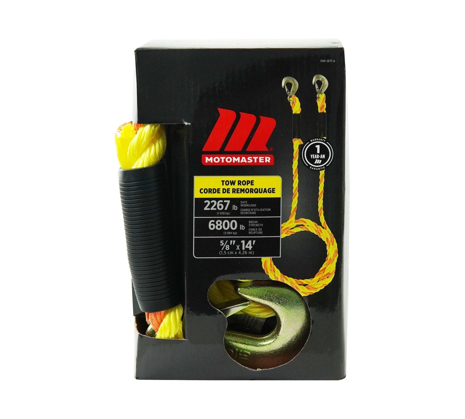 6,800-lb Tow Rope, with Rust-Resistant Hooks, 5/8-in x 14-ft N3P1 - product image 1