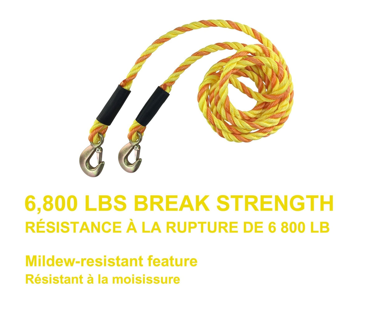 6,800-lb Tow Rope, with Rust-Resistant Hooks, 5/8-in x 14-ft N3P1 - product image 3
