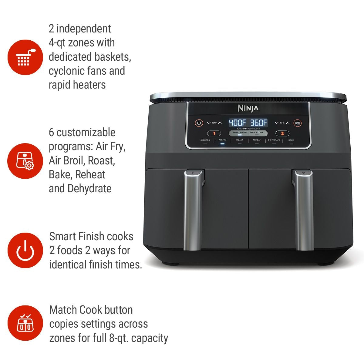 Foodi 2-Basket Air Fryer with 6 Cooking Functions, 8 Qt D5N2 - product image 5