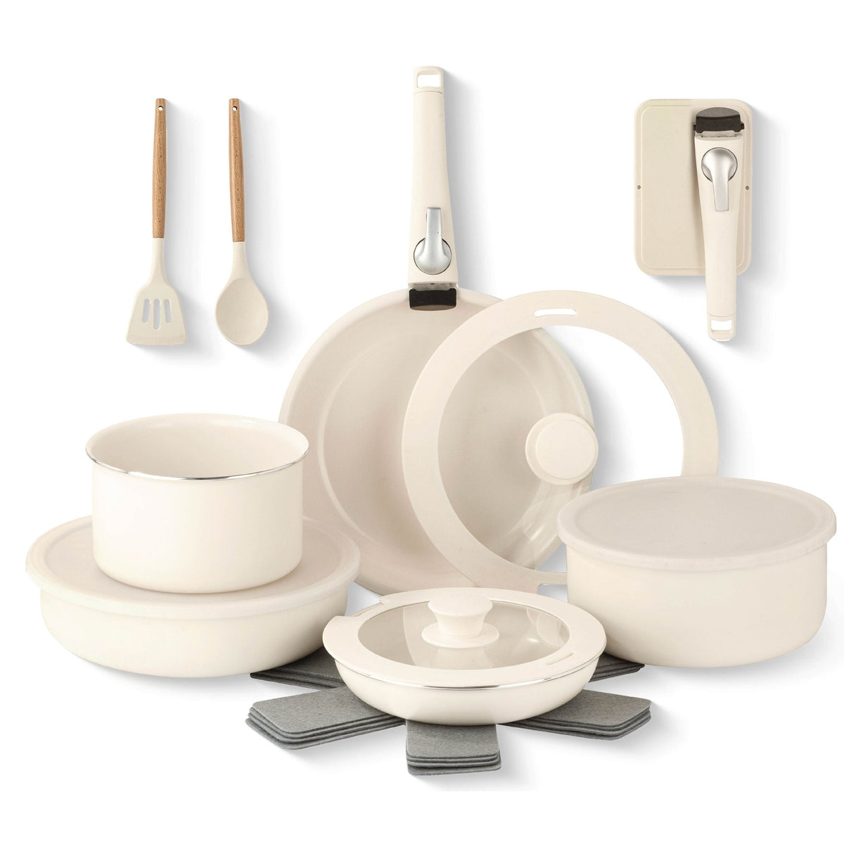 Gotham Steel Pots & Pan Set with Removable Handles, Cream, 18-pc L7X9 - product image 2