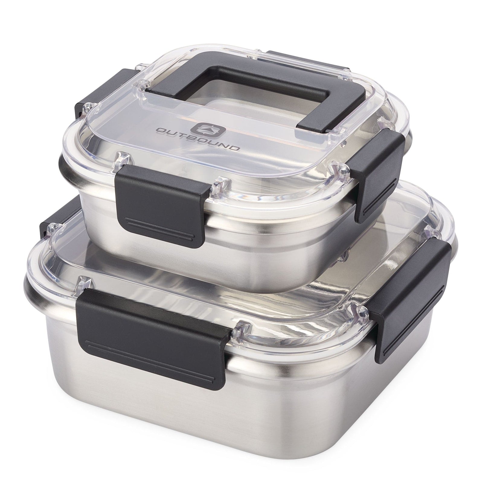 Leakproof Stainless Steel Food Storage Container with Lid, Clear/Black, 2-pk A9V3 - product image 1