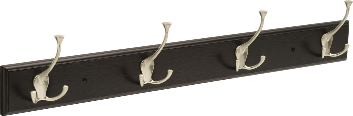 Stainless Steel 4-Tri Hook Rail, Black/Nickel, 27-in N5P2 - product image 1