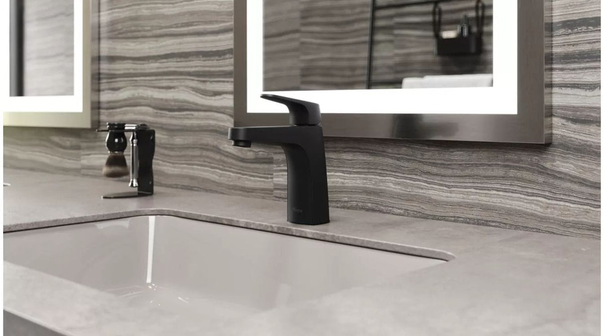 Matlock Single Handle High Arc Single Hole 4-in Centreset Bathroom Sink Faucet, Push & Seal Drain, Matte Black B0D5 - product image 4
