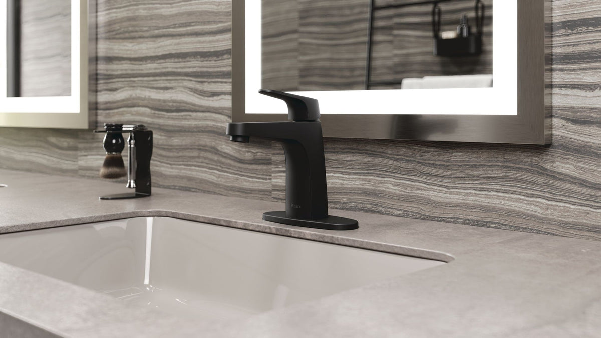 Matlock Single Handle High Arc Single Hole 4-in Centreset Bathroom Sink Faucet, Push & Seal Drain, Matte Black B0D5 - product image 7